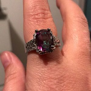 Beautiful silver plated mystic topaz ring! 10